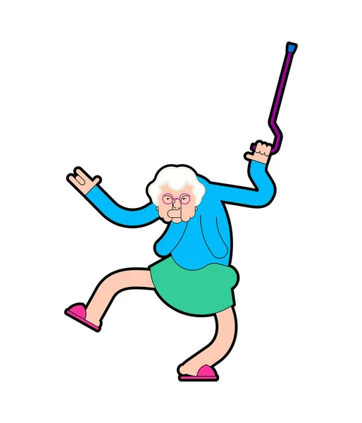 Abuela Dance. La abuela baila. Una anciana genial. Vector illustr — Archivo Imágenes Vectoriales