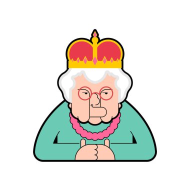 Kraliçe izole. Yaşlı kadın taç patron. Vektör çizim