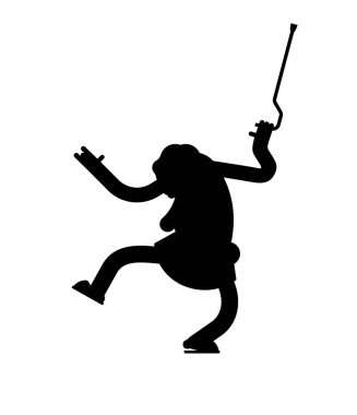 Büyükanne dans. Büyükanne dansları. Yaşlı kadın serin. Vektör illustr