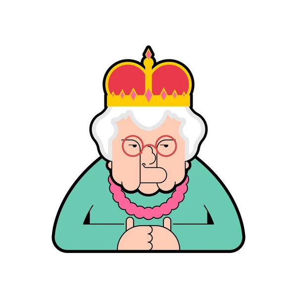 Reina aislada. Jefe anciana en corona. Ilustración vectorial — Archivo Imágenes Vectoriales