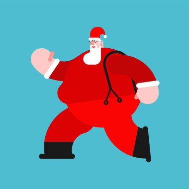Noel Baba kaçıyor. Noel ve Yeni Yıl. vektör illüstrasyonu