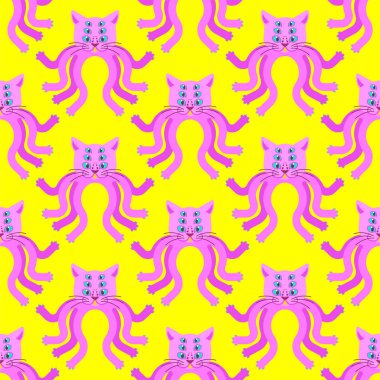 Kedi ahtapot deseni kusursuz. Evcil hayvan arka planı. canavar metin