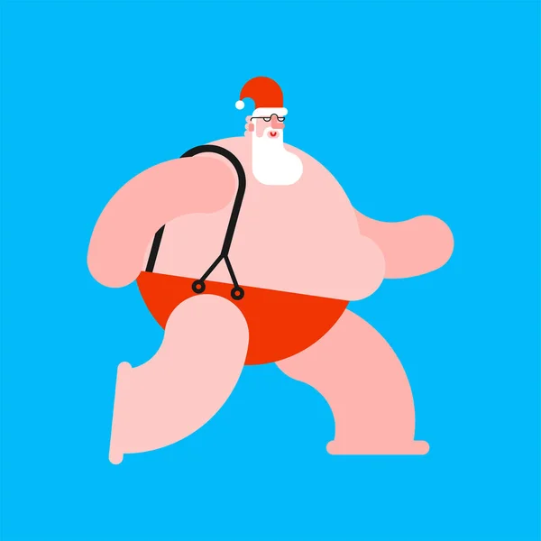 Santa is running. Christmas and New Year. vector illustration — Stock Vector