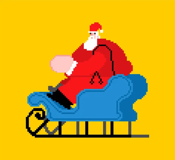 Arte de píxeles de Santa. 8 bit Navidad y Año Nuevo Vector Illustratio — Archivo Imágenes Vectoriales