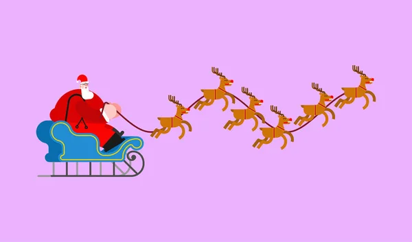 Ο Άγιος Βασίλης με έλκηθρο με ελάφια. Χριστούγεννα και Πρωτοχρονιά Vector Illust — Διανυσματικό Αρχείο