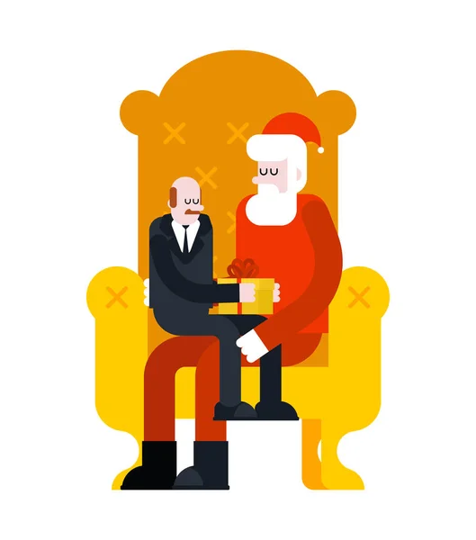 Weihnachtsmann und Geschäftsmann. sanat auf Sessel. Weihnachten und Neujahr — Stockvektor