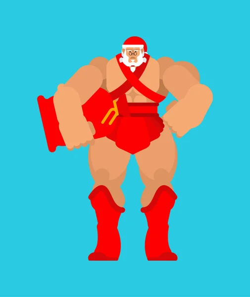 Brutal Santa. Fuerte Claus. Navidad y Año Nuevo Vector Illust — Vector de stock
