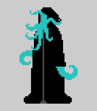 Tarikat Cthulhu piksel sanatını takip ediyor. 8 bit dokunaçlı Monk ahtapotu.