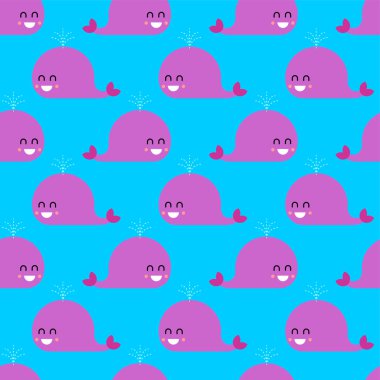 Şirin balina desenleri kusursuz. Mutlu çocuk çizgi filmleri hayvan sırtına bakar.