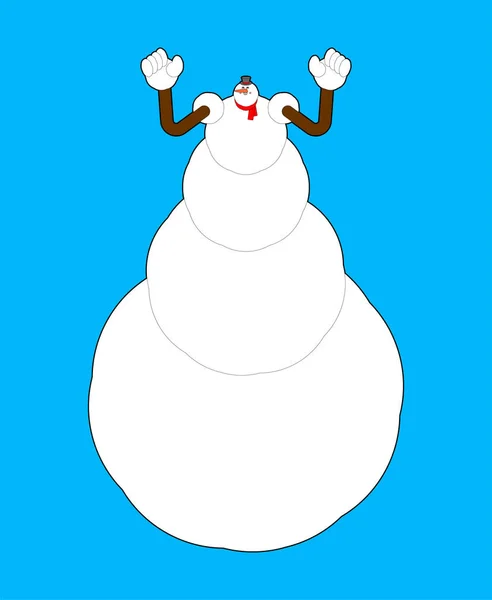 Big snowman isolated. New Year and Christmas character. Xmas vec — Stock Vector