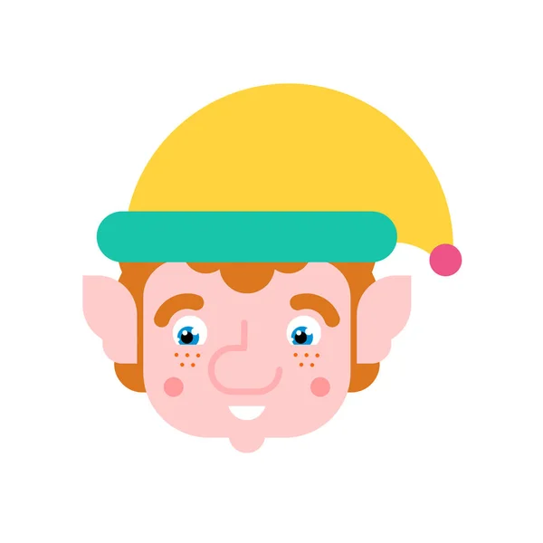 Face de Santa Elf. Petit gnome noël. Illustration vectorielle de Noël — Image vectorielle