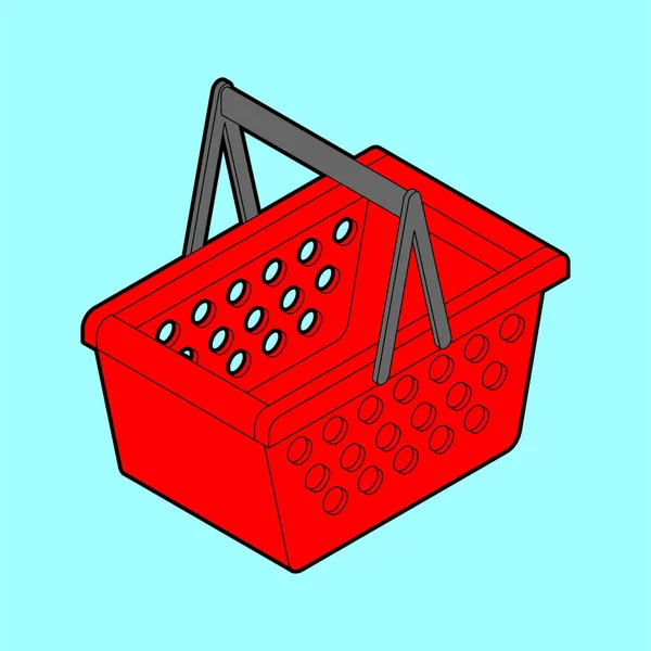 Warenkorb isometrisch isoliert. Geometrischer Supermarkt-Korb — Stockvektor