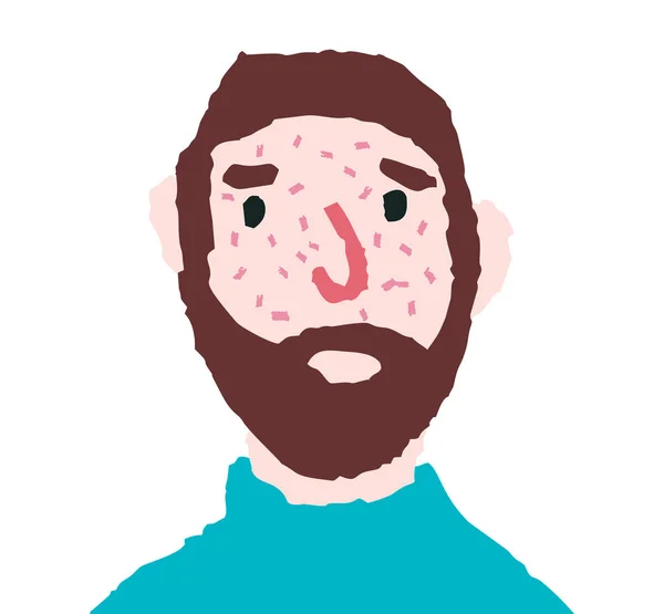 Pimple twarz facet ręcznie rysowane ilustracji. Chory człowiek. — Wektor stockowy