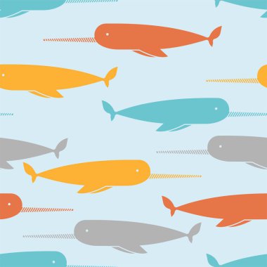 Deniz gergedanı deseni kusursuz. Tek boynuzlu atların arka planı. vektör dokusu