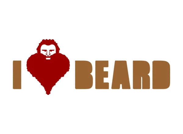 I love beard. Barber shop sign. Heart shaped beard. — ストックベクタ