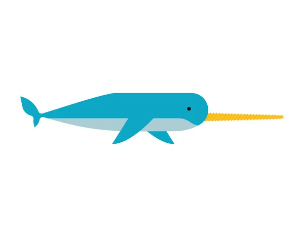 Narwal geïsoleerd. Unicorn-fish vector illustratie. Zie dier — Stockvector