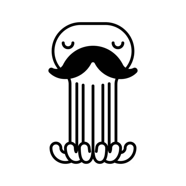 Octopus with mustache isolated. Mustached poulpe see animal. vec — ストックベクタ