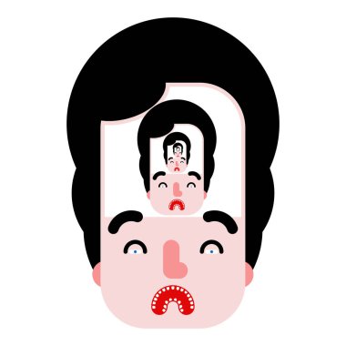 Soul-searching concept. Man in Man Recursion. vector illustratio
