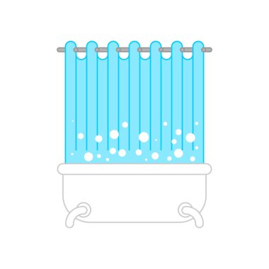 Bathtub with curtain isolated. bathroom vector illustration