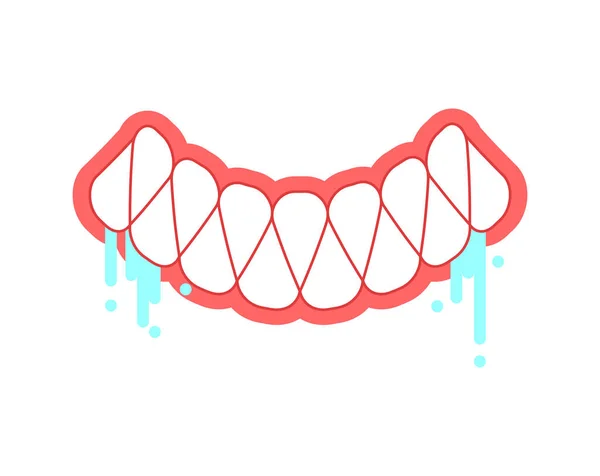 Evil grin. Toothy mouth with saliva. Rabies mouth isolated. vect — 스톡 벡터