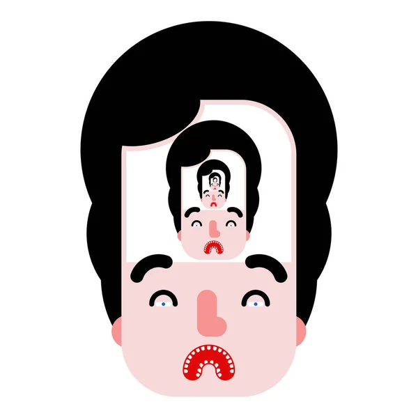 Soul-searching concept. Man in Man Recursion. vector illustratio — 스톡 벡터