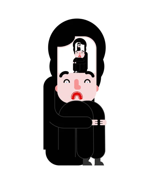 Concepto de búsqueda del alma. Man in Man Recursion. ilustración vectorial — Vector de stock