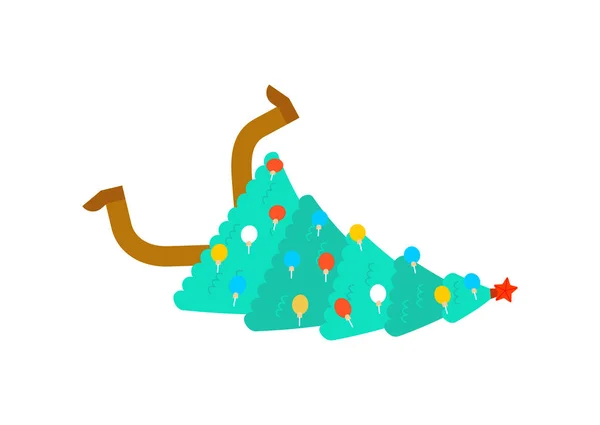 Weihnachtsbaum stürzte um. Weihnachtsvektorillustration — Stockvektor