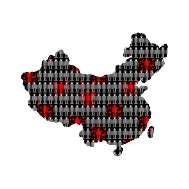 Çin haritasında Coronavirus enfeksiyonu. Çinlilerin deniz salgını