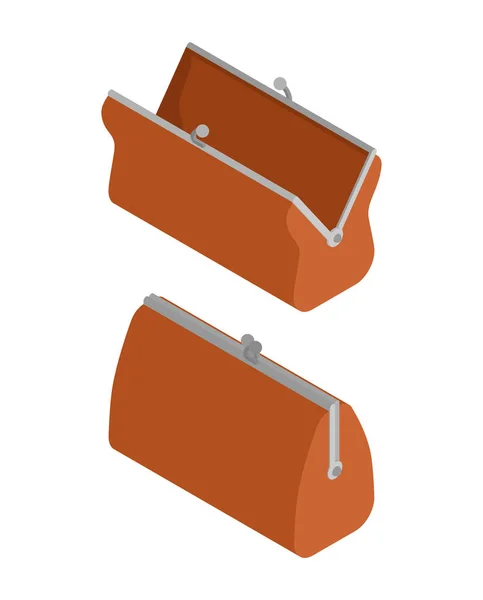 Set Retro Wallet open and Closed. Old purse. vector illustration — 스톡 벡터