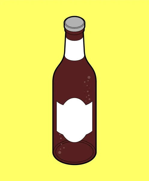 Dark beer bottle isolated. Isometric alcohol. vector illustratio — Stock Vector