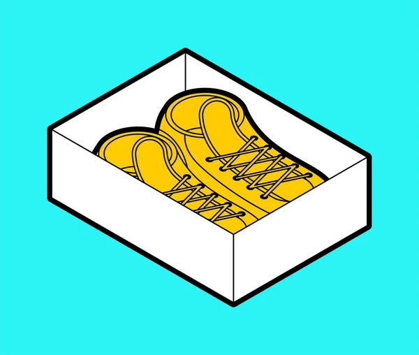 Sneakers in scatola isolata. Scarpe vettoriale illustrazione — Vettoriale Stock