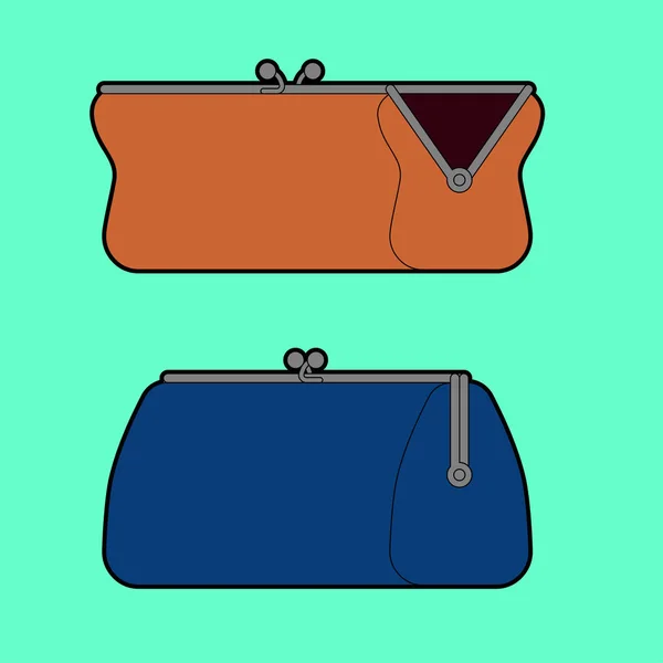 Retro Wallet open and Closed. Old purse. vector illustration — Stock vektor