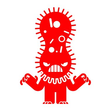 Kızgın Bulaşıcı Bakteri. Şeytani virüs 2019-NCoV işareti. Salgın hastalık yayıldı ve korku yayıldı.