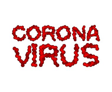 Coronavirus harfleri. Bakteri mektubu. Salgın alfabesi. Mektuplar virüslerden oluşur. 2019-ncov fon