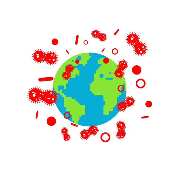 惑星はコロナウイルスに感染しています 世界中で流行の広がり2019 Ncv — ストックベクタ