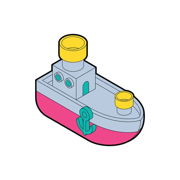 Steamboat Cartoon Stil Ship Kids Style Vektor Illustratio — Stockvektor