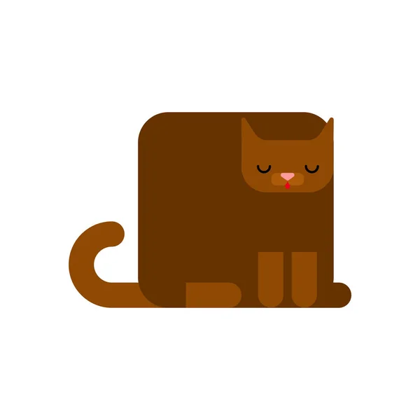 Gato Quadrado Isolado Animal Estimação Geométrico Ilustração Vetorial —  Vetores de Stock