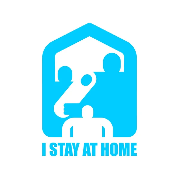 Stay Home Sign Family Home Quarantine Self Isolation Mode Coronavirus — Stock Vector