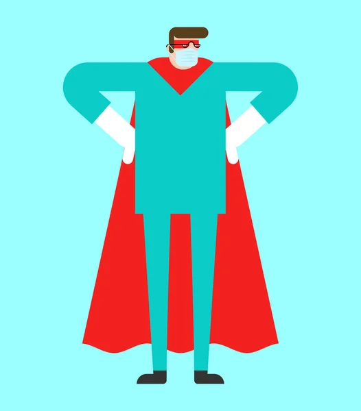 Doctor Superhéroe Doc Verdadero Superhéroe Trabajador Médico Con Máscara Impermeable — Archivo Imágenes Vectoriales
