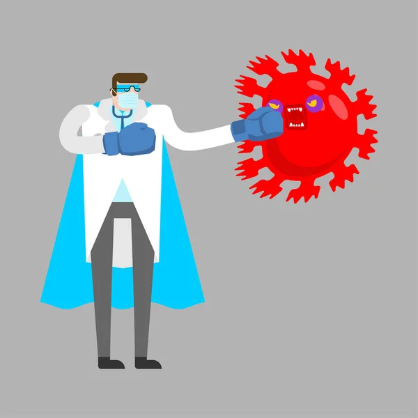 Doktor Coronavirus Savaşın Sağlık Koruması Coronavirus Karşı Savaş Covid Salgını — Stok Vektör