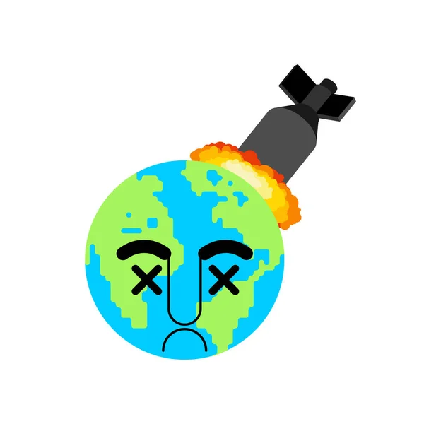 Bombe Der Erde Toter Planet Weltexplosion Vektorillustration — Stockvektor