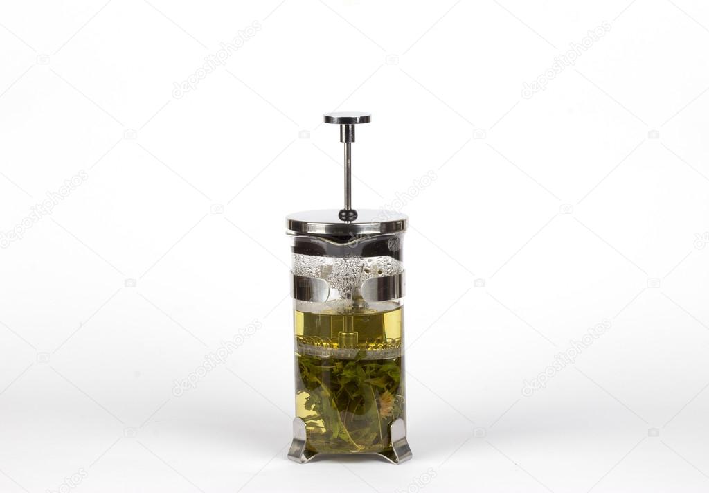 different colors on a white background isolated herbal teas