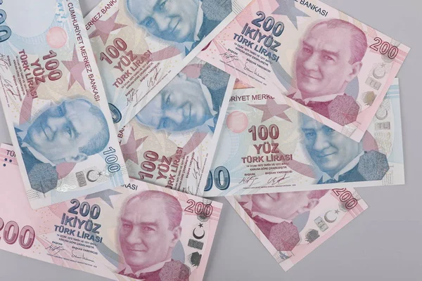 Turkish Lira Banknotes Coins — Stock Photo, Image