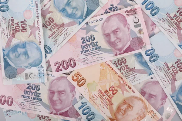 Banknoty Monety Lirów Tureckich — Zdjęcie stockowe