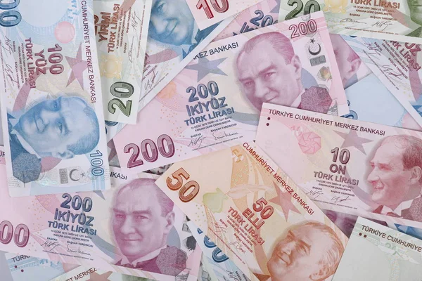Турецькі Банкноти Монети — стокове фото
