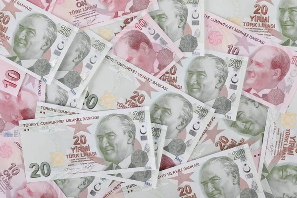 Turkish Lira Banknotes Coins — Stock Photo, Image