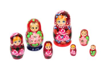 geleneksel Rusça matryoshka bebek beyaz arka plan üzerinde
