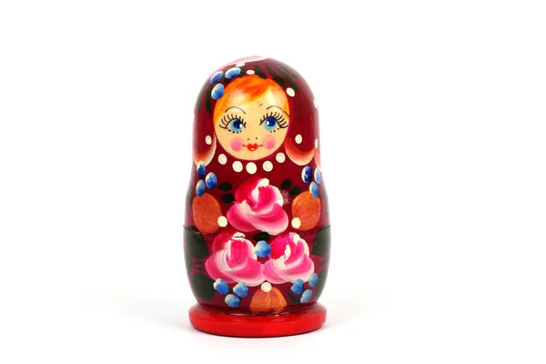 Tradicional Russo Matryoshka Boneca Fundo Branco — Fotografia de Stock