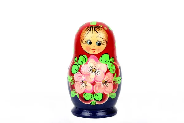 Tradicional Russo Matryoshka Boneca Fundo Branco — Fotografia de Stock