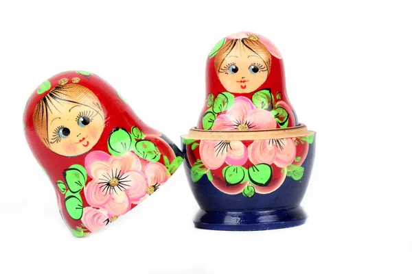 Traditionele Russische Matryoshka Pop Witte Achtergrond — Stockfoto